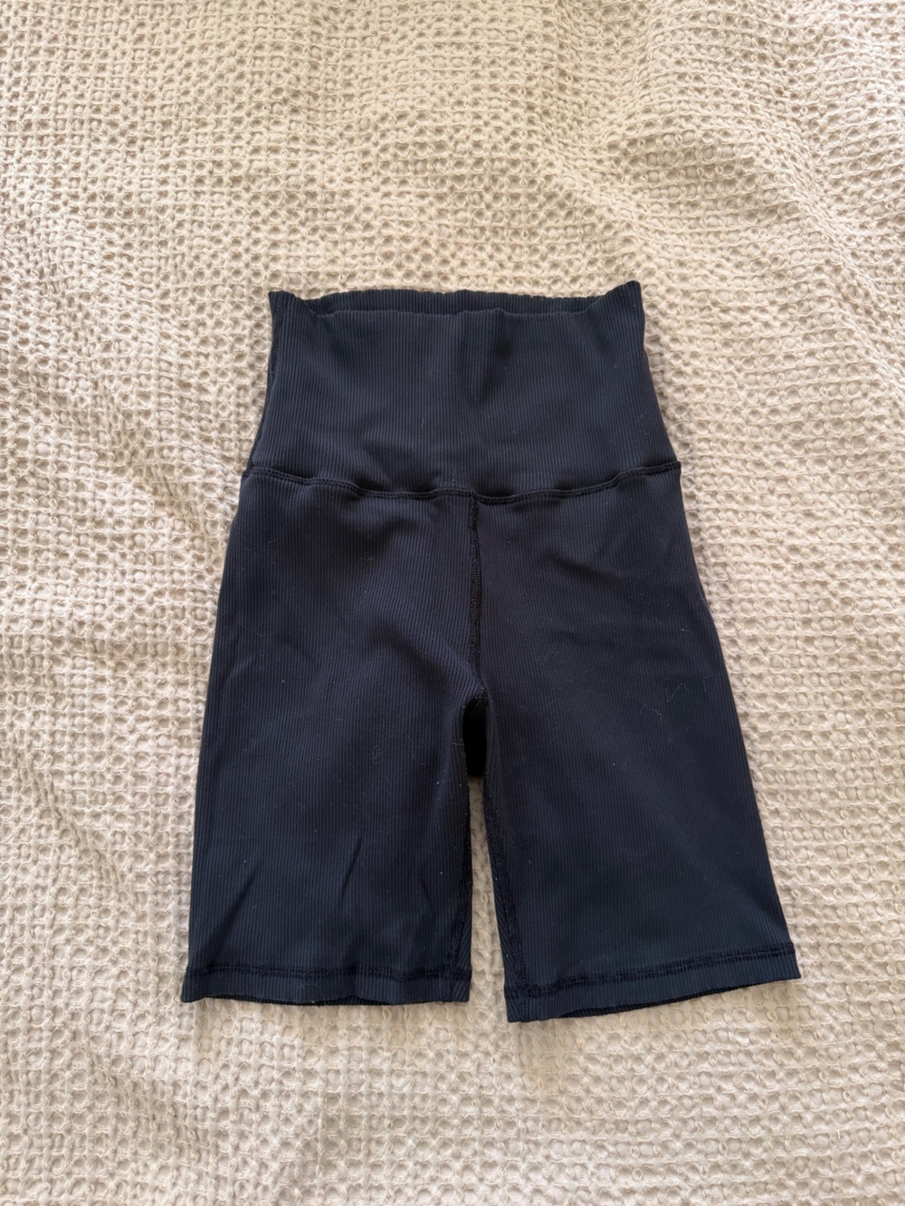 aerie Black Ribbed High-Waist Bike Shorts